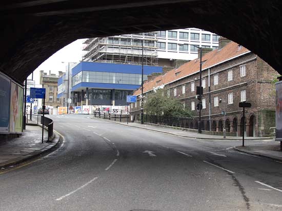 Under the rail bridge