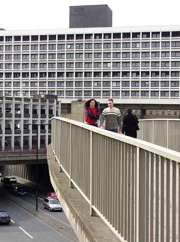 Elevated walkway to Manors
