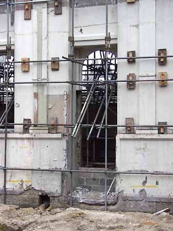 The doorway and the scaffolding